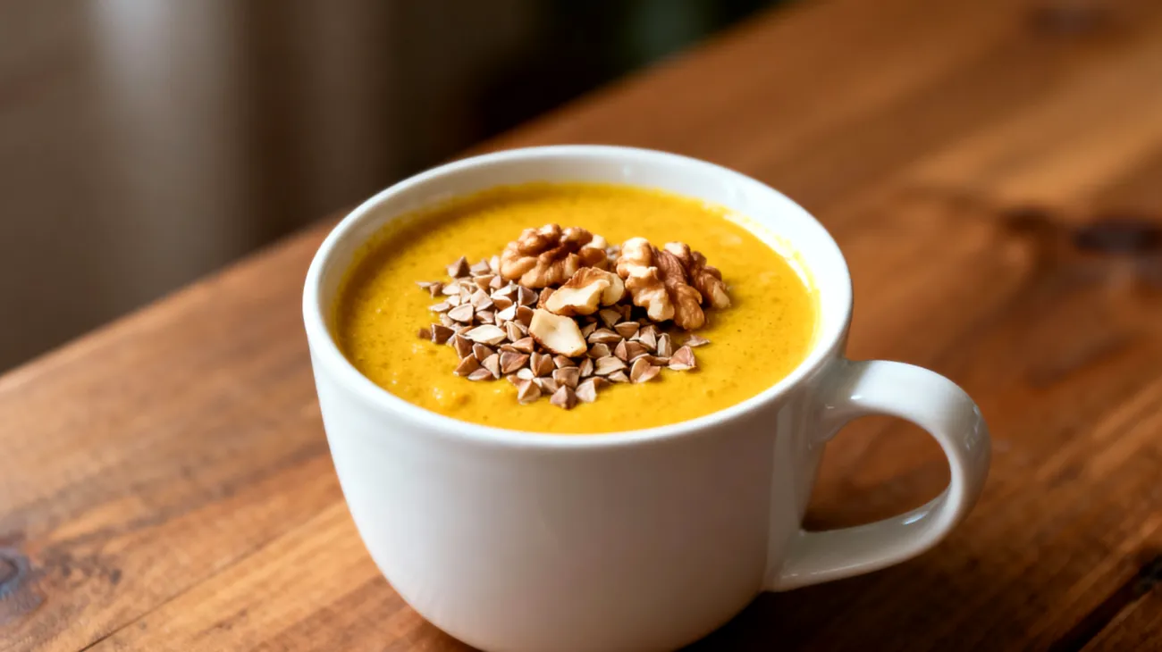 Goldene Milch mit Buchweizenflocken und Walnüssen"